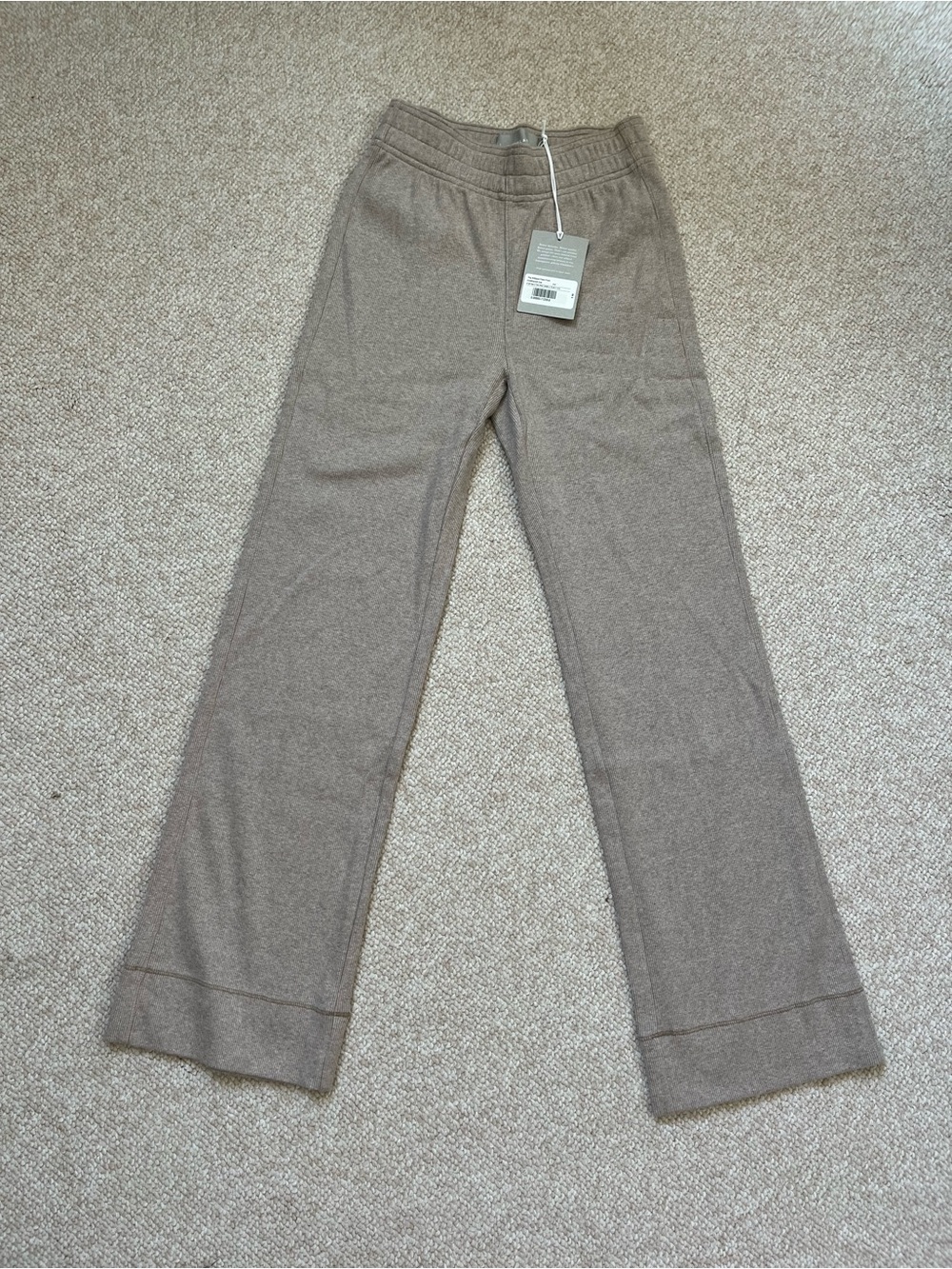 Everlane Taupe ribbed flare pant
